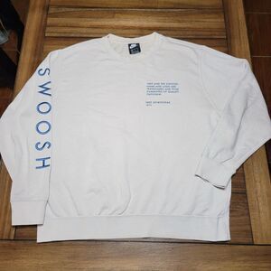 Nike LS White Crewneck Oversized Sweatshirt "Trademark Swoosh" - Size XL